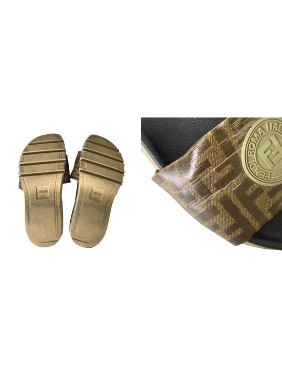 Fendi Slide Sandals Lava Logo Zucca Pattern 8 Brown main image 6